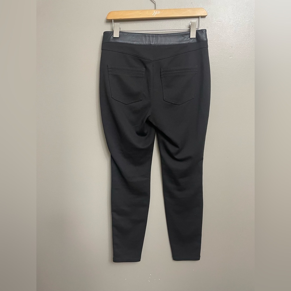 WHBM Ponte Skinny Ankle Zip Pants Women’s Size 4 Faux Leather Trim Stretch Knit - Picture 4 of 12